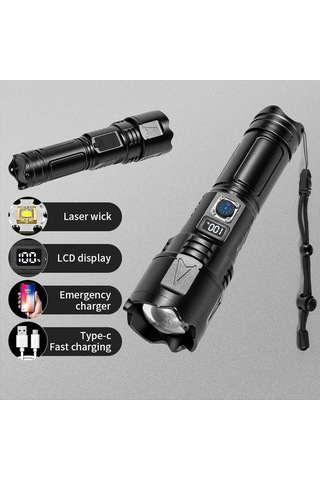 Cbtx A03 Dış Mekan Su Geçirmez El Feneri 30w Taşınabilir Lcd Ekranlı El Feneri Kayışlı