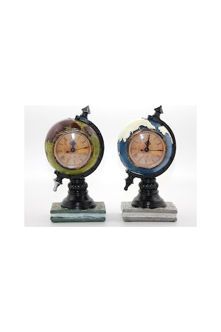 10 Adet Polyester Saatli Dünya Küre Masaüstü Dekoratif Tasarım, Saatli Globe Ve Desk Clock Masa Saati Diğer