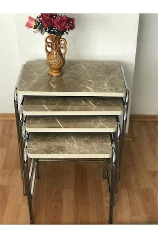 Sarı Mermer Desenli 4'Lü Zigon Sehpa