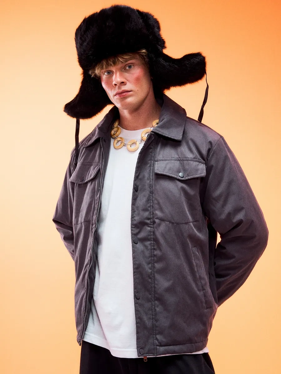 Tvoe Sentetik Dolguya Sahip Kot Gömlek Ceket 318015479 Koyu Gri