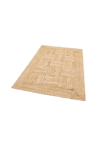 Natura Nt06 Sepet Örgü Desenli Jüt El Dokuma Bej Modern Halı