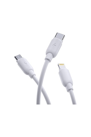 Rock RCB0788 G12 3 In1 3 A Plastik 120 CM Micro - Lightning - Type C Beyaz