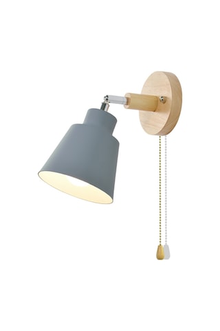Moveevo Gri Ahşap Kordon Anahtarlı Odalar Duvar Lambası - Kuzey Avrupa Stili Dekoratif, 12cm Taban, E27 Ampul Yok Abd Uyumlu Diğer