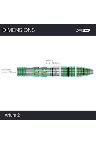 Red Dragon Artura 2 Screamin Green % 90 Tungsten Çelik Uçlu Dart Oku