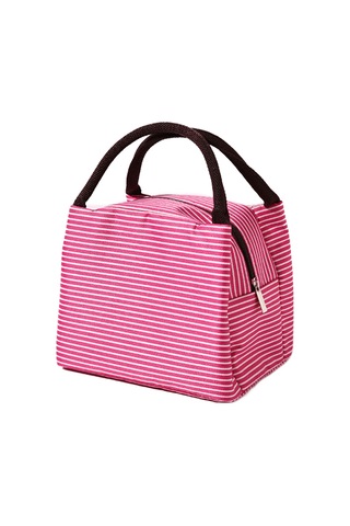 Skycity Pembe Çizgili Isı Yalıtımlı Öğle Yemeği Çantası - Oxford Kumaş + Alüminyum Folyo, 23x16x15 Cm, Hafif Taşınabilir, Büyük Kapasite Çok Renkli