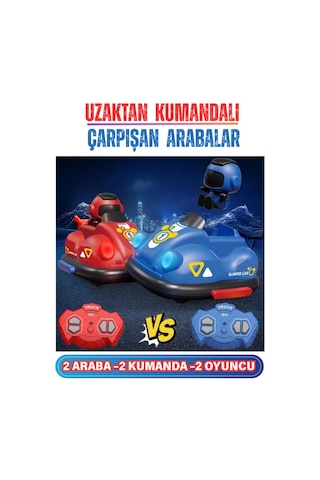 Şarjlı Işıklı 1v1 Kumandalı Oyuncak Çarpışan Oto Arabalar Çok Renkli