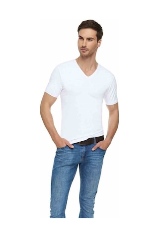 Tutku Elit Erkek Elastan V Yaka Fanila 6 'lı Paket 1303 Beyaz