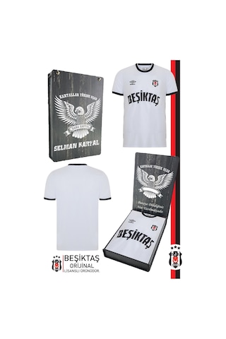 Gsstore Beşiktaş Orijinal Lisanslı Nostalji Beyaz Çocuk Forma Kişiye Özel Hediyelik Ahşap Kutululu Beyaz - Gri