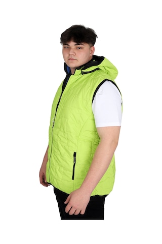 Mode Xl Büyük Beden Erkek Kapüşonlu Fermuarlı Şişme Yelek U24700 Koyu Yeşil