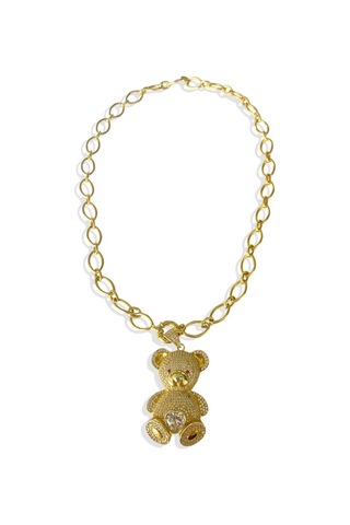 Bear Gold Trend Zincirli Gümüş Kolye Gümüş