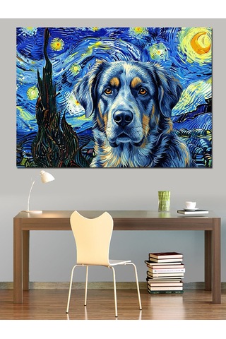 Ahşap Tablo Yıldızlı Gece Altında Sadık Dost