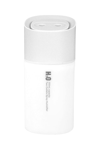 Vkemall 350ml Beyaz Usb Çift Fıçılı Nemlendirici - Araç/ev/ofis Kullanıma Uygun, Renkli Gece Işığı, 100-110ml/saat Buhar Miktarı