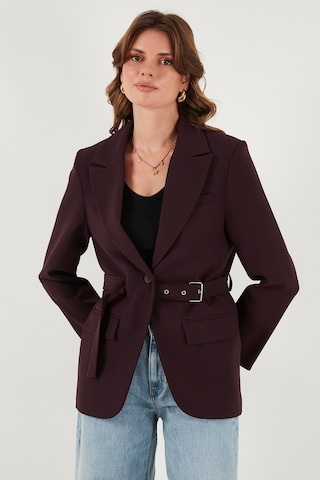 Lela Regular Fit Kruvaze Yaka Kemerli Blazer Bayan Ceket 6839367 Mürdüm