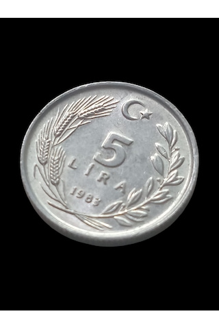 1983 Cumhuriyet Dönemi 5 Lira Madeni Koleksiyon Para Hobi Hediye Antika Darpane Numusmatik