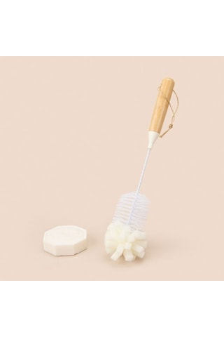 Kpm Bambu Saplı Matara Fırçası - Beyaz - 31,5 Cm