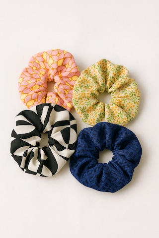 4'lü Lastikli Kumaş Simit Saç Tokası Simit Toka