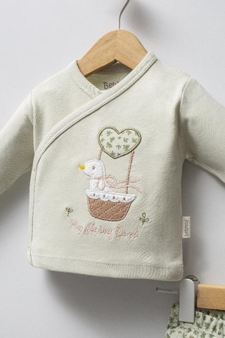 Bebitof %100 Pamuk Sevimli Ördek Desenli 5 Parça Yenidoğan Hastane Çıkışı Zıbın Seti Bbtf.ysl.20219 Yeşil