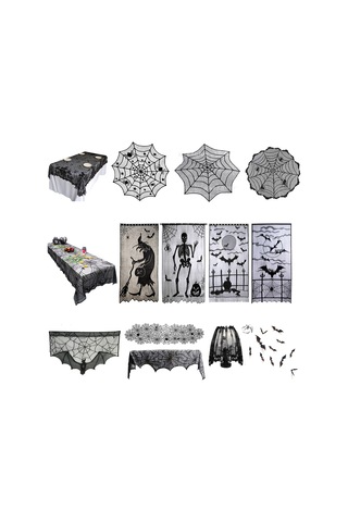 18x96 İnç Dantel Örümcek Ağı Örümcek Ağı Cadılar Bayramı Şömine Rafı E