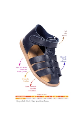 Kiko Kids Lonpe İlk Adım Cırtlı Erkek Bebek Sandalet Lacivert Lacivert