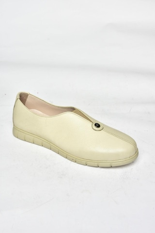 Fox Shoes P555081203 Bej Hakiki Deri Comfort Ortopedik Taban Kadın Ayakkabı Bej