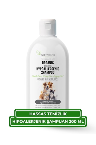 Hassas Bakım Kedi Ve Köpek Şampuanı 200 Ml %99,74 Organik İçerikli Vegan Şampuan Hassas Ciltler İçin Nazik Temizlik Ve Günlük Bakım Desteği