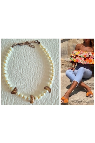 İncil Ve Ud Ağaçlı Doğal Boncuklu Bayan Halhal