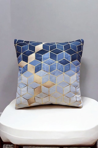 Modern Tarz Dijital Baskılı 4 Lü Dekoratif Kırlent Kılıfı Seti 43x43 Cm Şık Ve Renkli Tasarımlar Lacivert - Gri