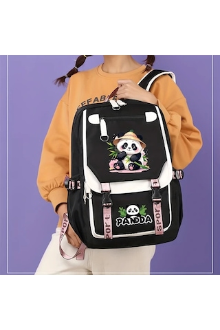 Dream011 Moda Yaratıcı Pembe Panda Desenli Tip A Sırt Çantası Büyük Kapasiteli Ayarlanabilir Askılı Günlük Kullanım İş Ve Seyahat İçin İdeal Pembe