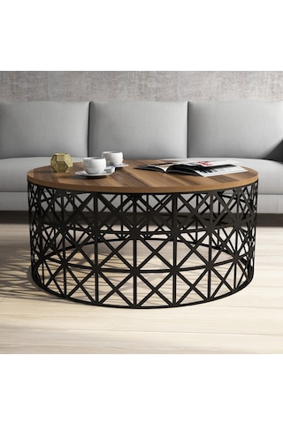 Selin Metal Ferforje Orta Sehpa - Ceviz