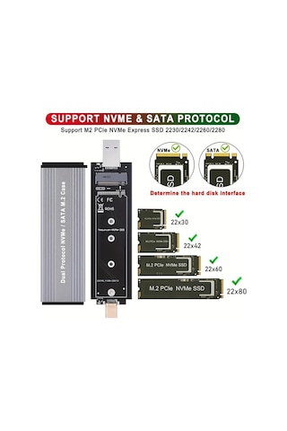 Boatshop1 2tb Nvme M2 Ssd Kılıfı Usb 31 Type C Alüminyum Kabuk Pcıe Ssd Kutusu Nvme Sata Ngff Uyumlu