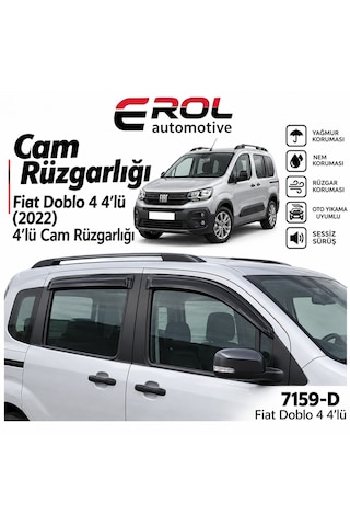 Fiat Doblo 4 2022 4'lü Mugen Cam Rüzgarlığı Siyah
