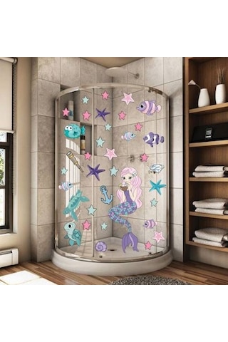 Ack Ultralight Deniz Kızı Deniz Yıldızları ve Balıklar Duşakabin Banyo Sticker