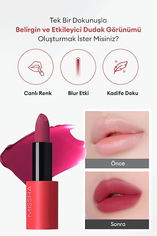 Missha Dare Rouge Velvet Yoğun Pigmentli Blur Etkili Nemli Kadife Bitişli Ruj 31 Magenta Dawn