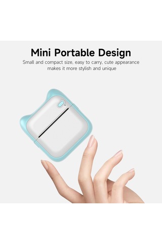 Maiyame Taşınabilir Cep Boyutunda Yazıcı Kablosuz Bt Termal Yazıcı Basit Kullanım Desteği Fotoğraf Notları Hatalar Metin Not Yazdırma Mavi