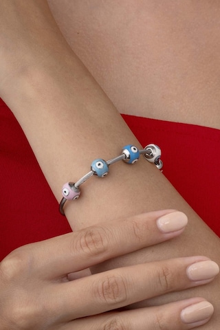 Renkli Göz Motifli Altın Kaplama Kadın Çelik Charm Bileklik Renkli