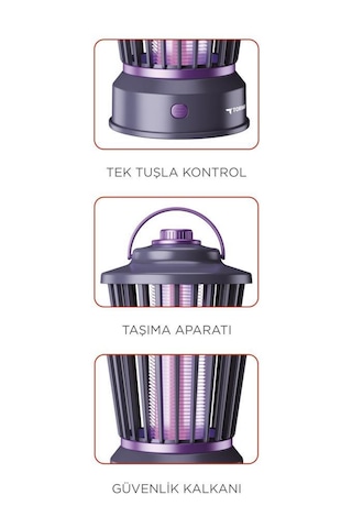 Torima Ssk-12 Siyah Şarjlı Uv Işıklı Elektrikli Sivrisinek Öldürücü Lamba Sinek Kovucu Sineksavar 1 Adet