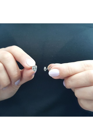 Lova 0.10 Karat Pırlanta Tektaş Kalp Küpe - 3040085