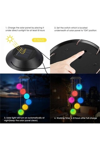 Jms Yaratıcı Led Güneş Rüzgar Ahenge Asılı Işık Renk Değiştirme Su Geçirmez Dekorasyon Ball Light Diğer