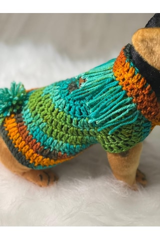 Pati Kedi Köpek Örme Ponponlu Renkli Giyim Pet
