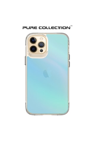 Bix iPhone Uyumlu 12 Pure Rainbow Renk Geçişli Şeffaf Kılıf Çizilmeye Dayanıklı Darbe Emici Parmak İzi Önleyici Mavi