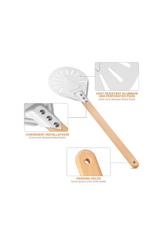 Çıkarılabilir Tek Parça Ahşap Saplı Delikli Yuvarlak Spatula Diğer