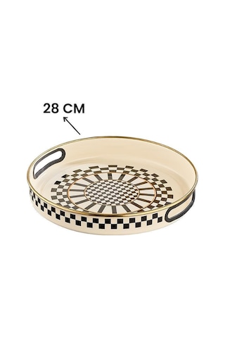 Prime Cream 5 Parça Rendeli Saklama Ve Karıştırma Kabı 24 Cm Ve Emaye Servis Tepsisi 28 Cm Krem