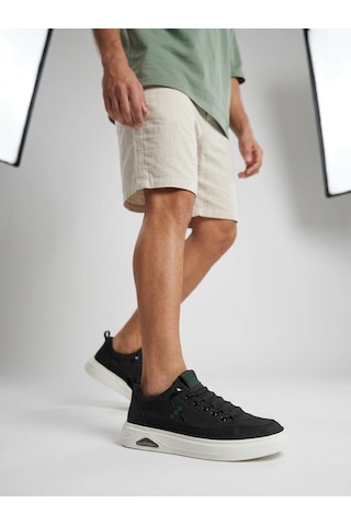 Marcomen 23506 Erkek Lastikli Paraşüt Kumaş Sneaker Ayakkabı Küçük Kalıp Bir Numara Büyük Tercih Ediniz Siyah