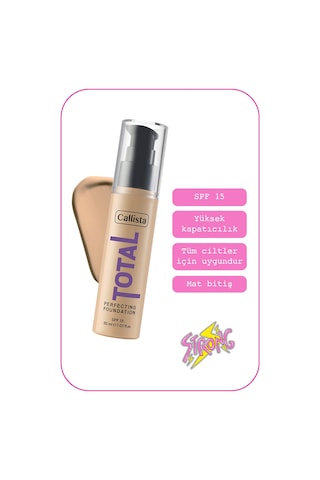 Total Perfecting Spf 15 Yoğun Kapatıcı Mat Bitişli Fondöten - 232 Light Beige