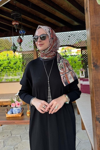 Rabia Şamlı Dora Triko Tunik Siyah Çok Renkli