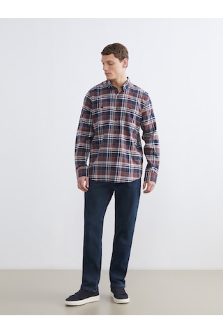 Lcwaıkıkı Classic Bordo Regular Fit Ekose Gabardin Erkek Gömlek