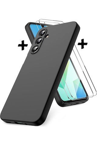 Samsung Galaxy Uyumlu A16 Kılıf Renkli Silikon + 9h Ekran Koruyucu Cam