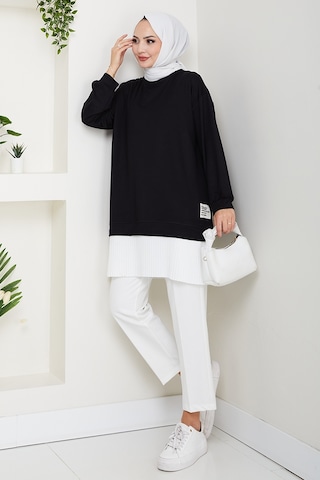 Arma Detay Piliseli Oysho Tunik 1627 - Siyah Siyah