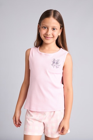 Defacto Dısney Lılo & Stıtch Lisanslı Regular Fıt Fitilli Şortlu 2li Pijama Açık Pembe Takımı Kız Çocuk H8093a826hspn186 Pembe-pn186