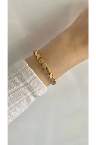 Altın Renk Arpa Zincir Çelik Bileklik - 3132 Gold